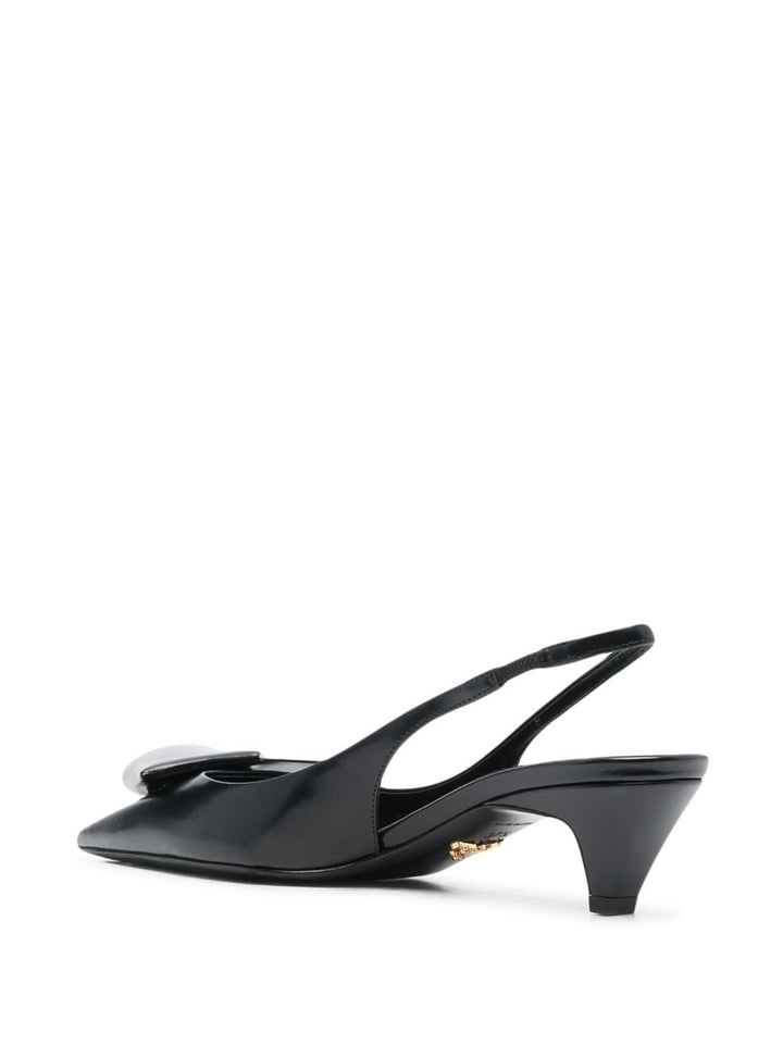 Prada Women Fold-Detail Leather Slingback Pumps