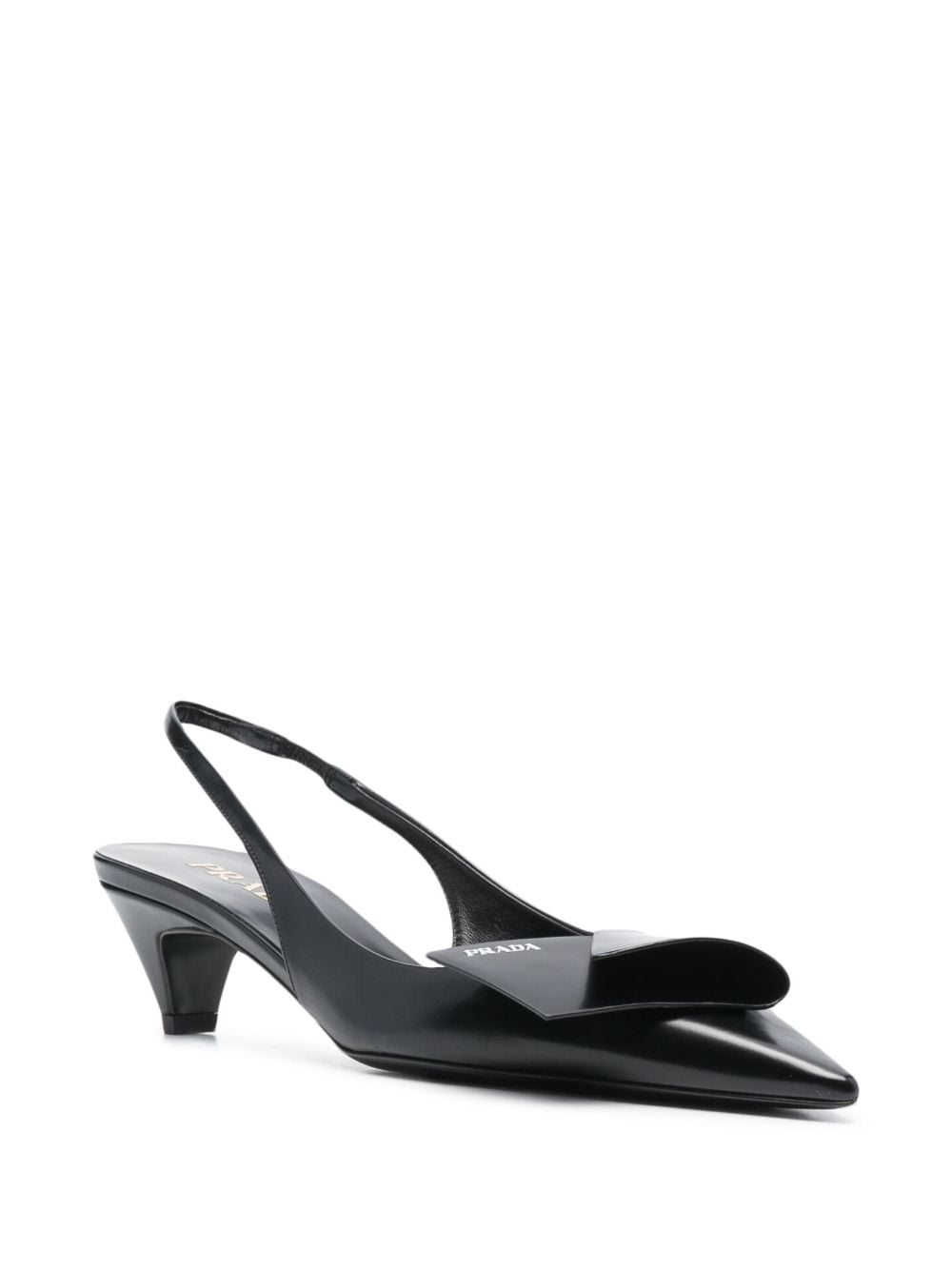 Prada Women Fold-Detail Leather Slingback Pumps