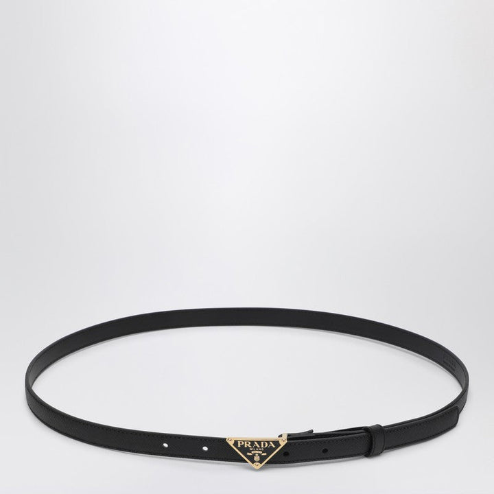 Prada Black Saffiano Belt With Triangle Logo Women