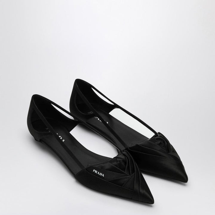 Prada Black Satin Ballerina With Cut Out Women