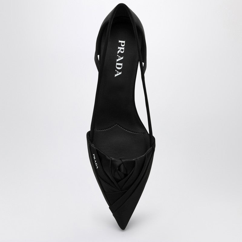 Prada Black Satin Ballerina With Cut Out Women