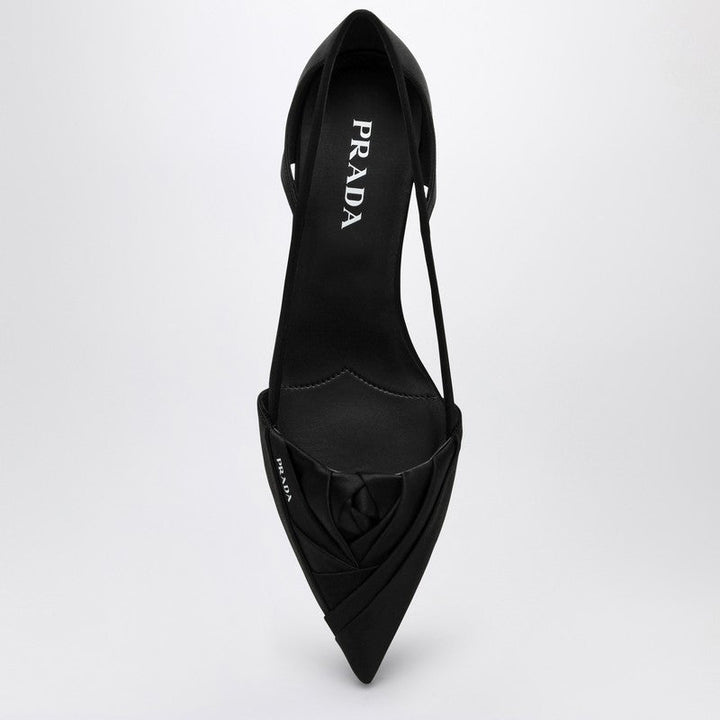 Prada Black Satin Ballerina With Cut Out Women