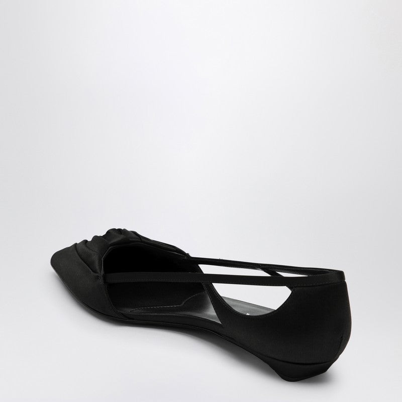 Prada Black Satin Ballerina With Cut Out Women