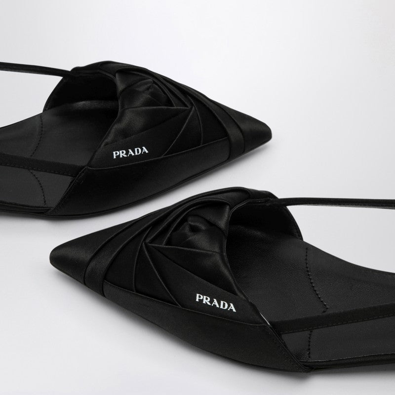 Prada Black Satin Ballerina With Cut Out Women