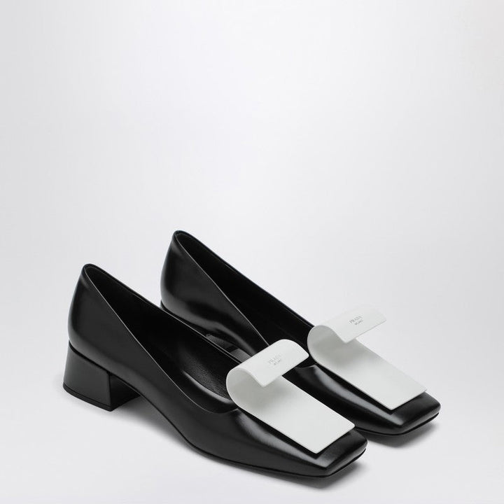 Prada Black And White Leather Décolleté Women