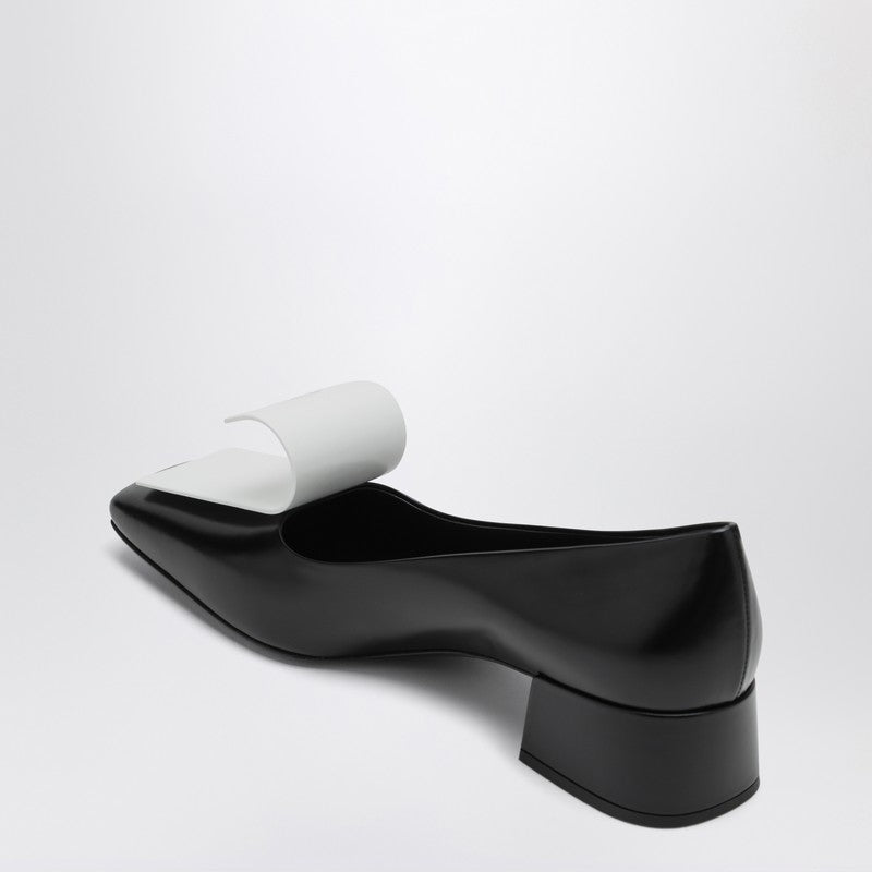 Prada Black And White Leather Décolleté Women