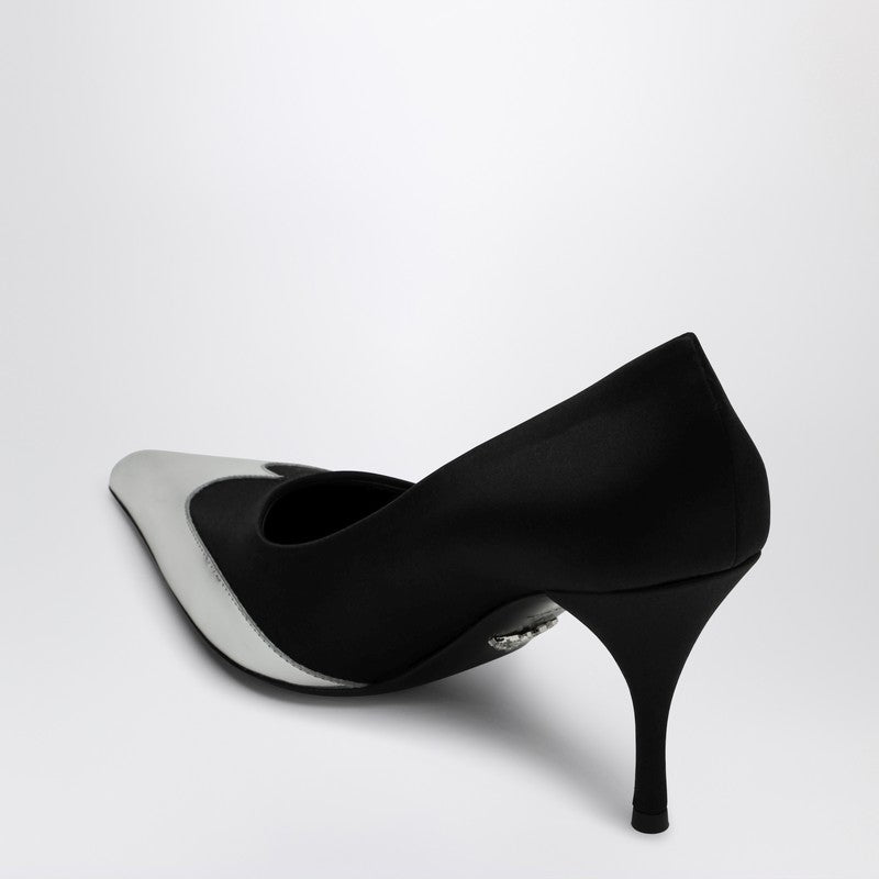 Prada Black Décolleté In Satin And Metallic Leather Women
