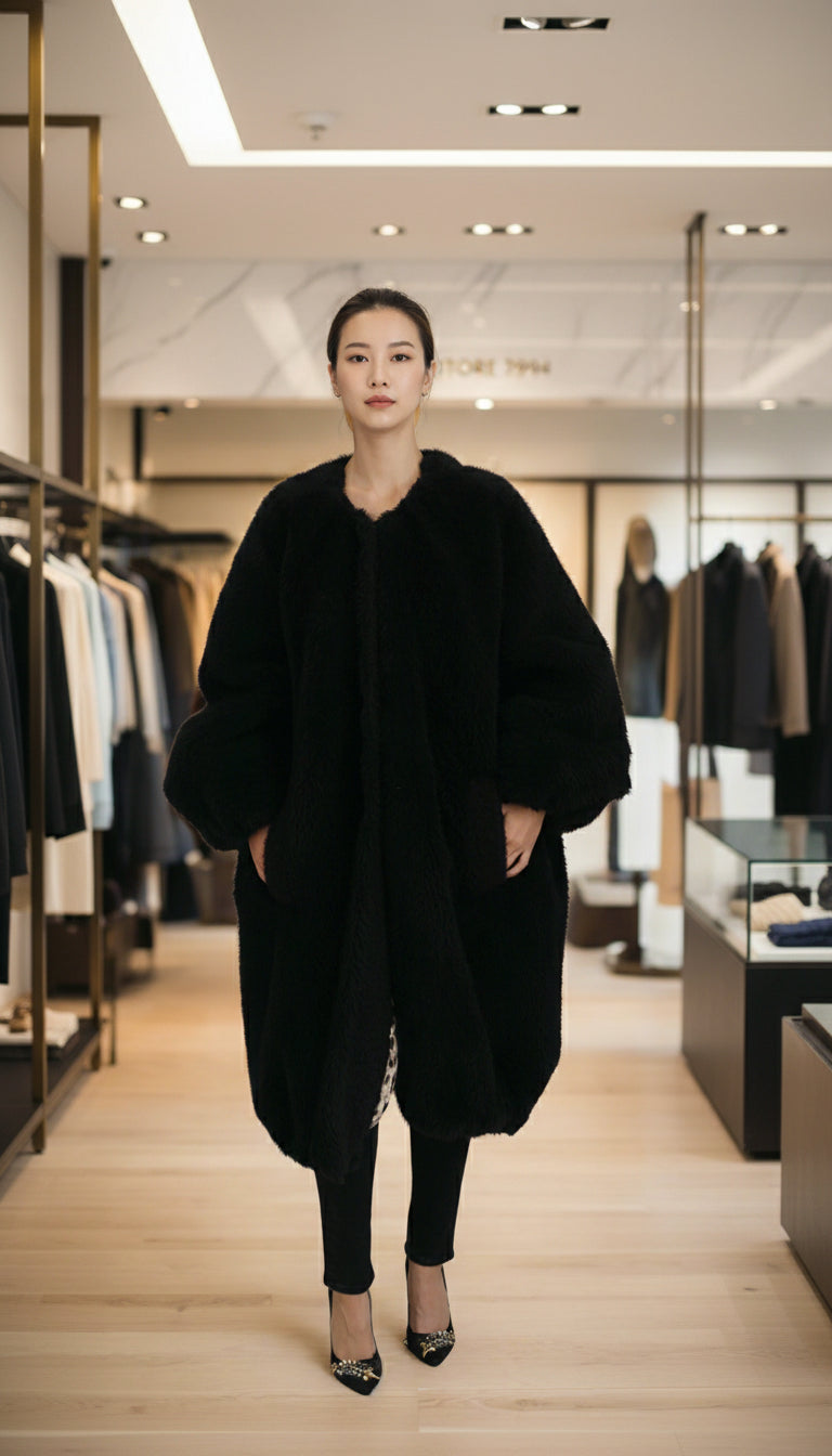 DOLCE & GABBANA Elegant Black Cashmere Blend Overcoat Jacket