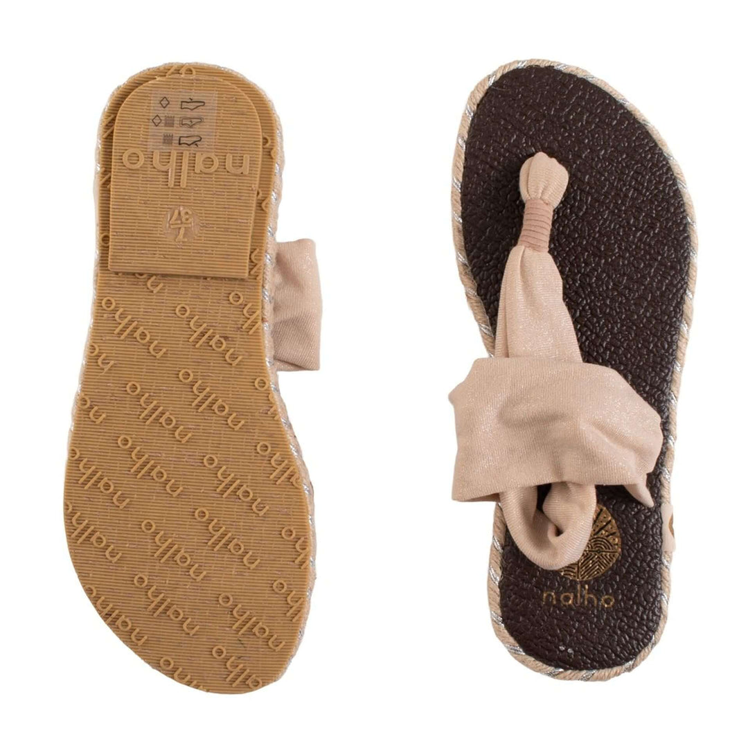 Nalho women's beige fabric thong Sandals