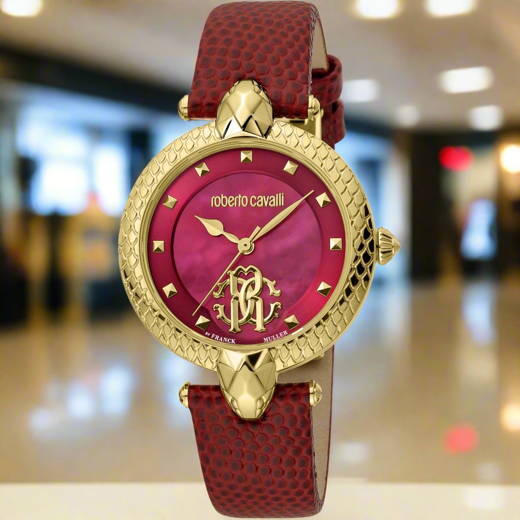 Roberto Cavalli By Franck Muller women's red dial gold serpent Watches