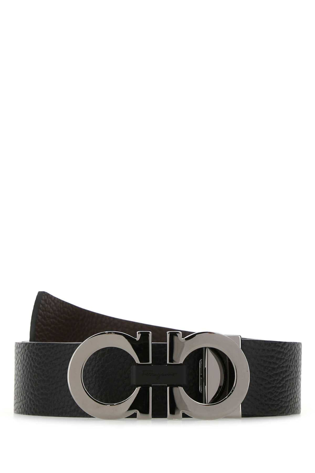 Salvatore Ferragamo Men Black Leather Reversible Belt