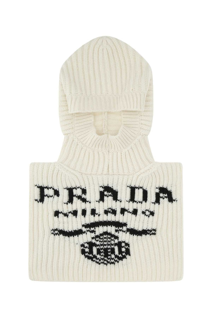 Prada Women Ivory Cashmere Balaclava