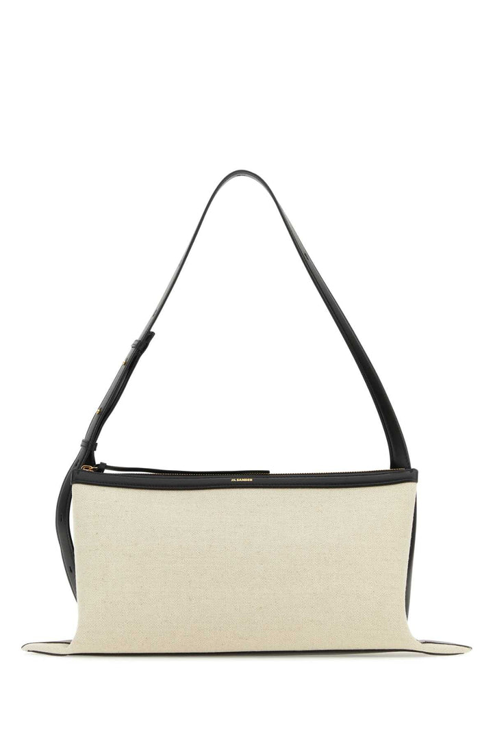 Jil Sander Women Two-Tone Canvas And Leather Medium Empire Shoulder Bag