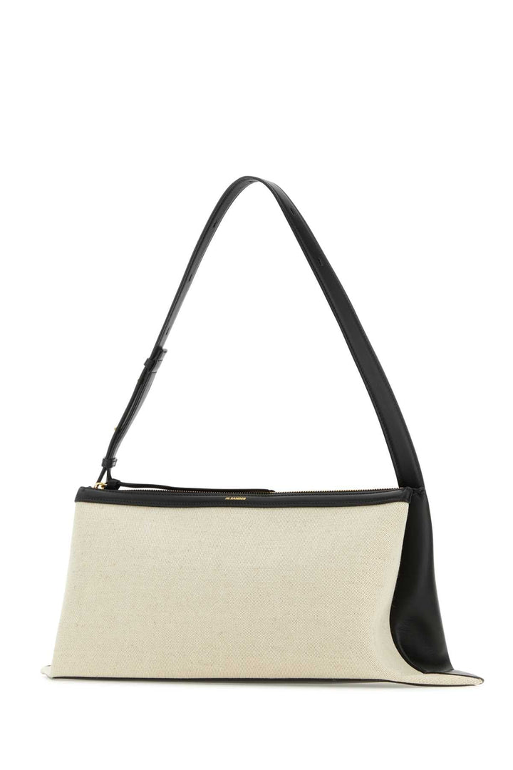 Jil Sander Women Two-Tone Canvas And Leather Medium Empire Shoulder Bag