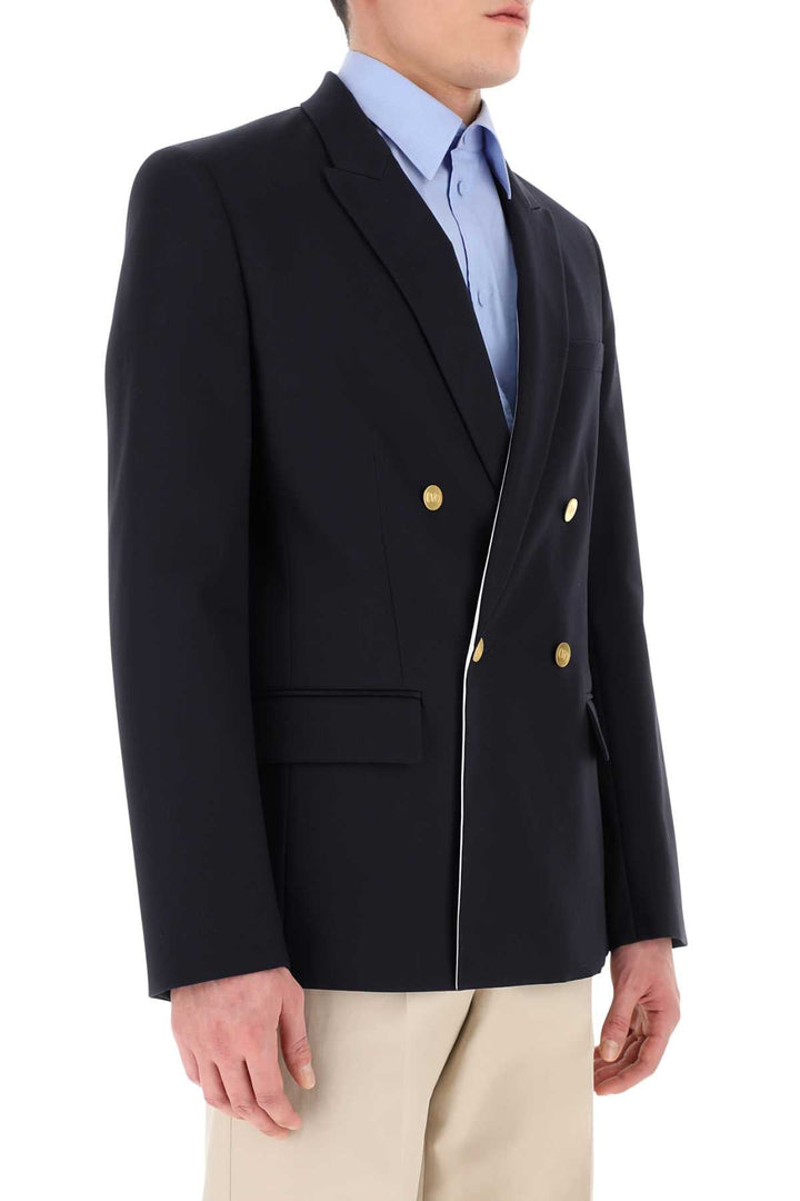Valentino Garavani Men Navy Blue Cotton Blazer