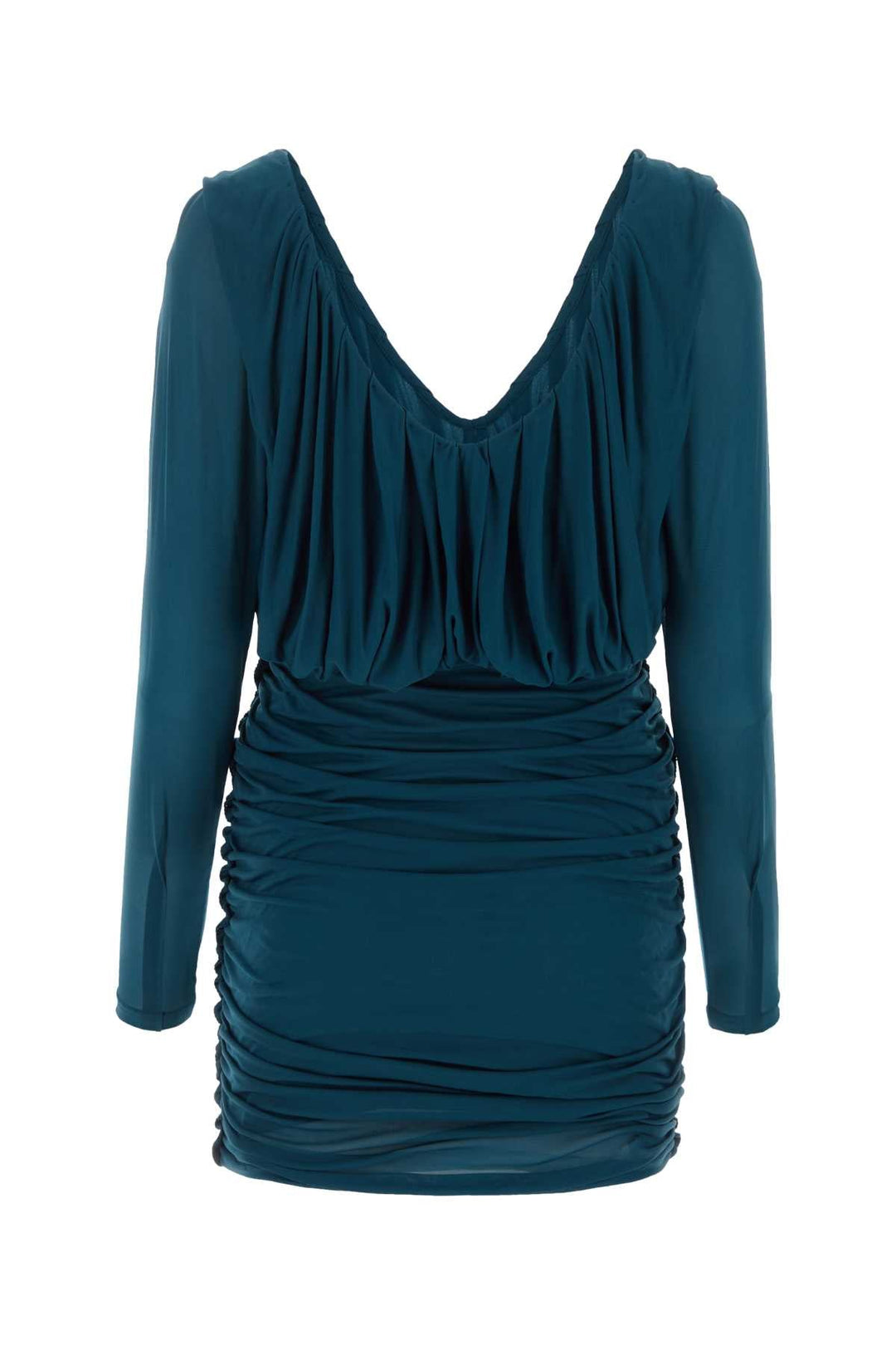 Saint Laurent Women Teal Green Jersey Mini Dress