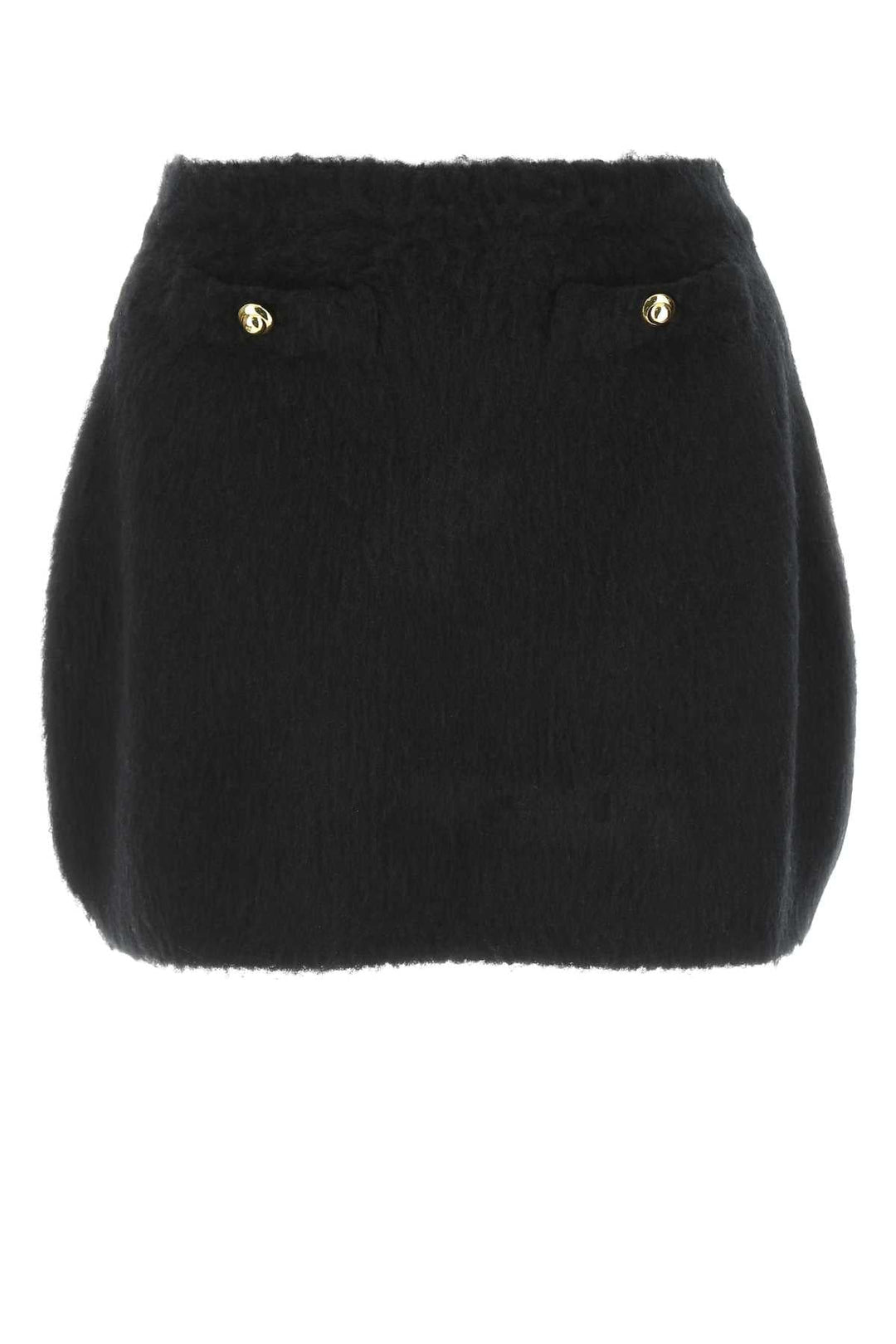 Miu Miu Women Black Stretch Wool Blend Mini Skirt
