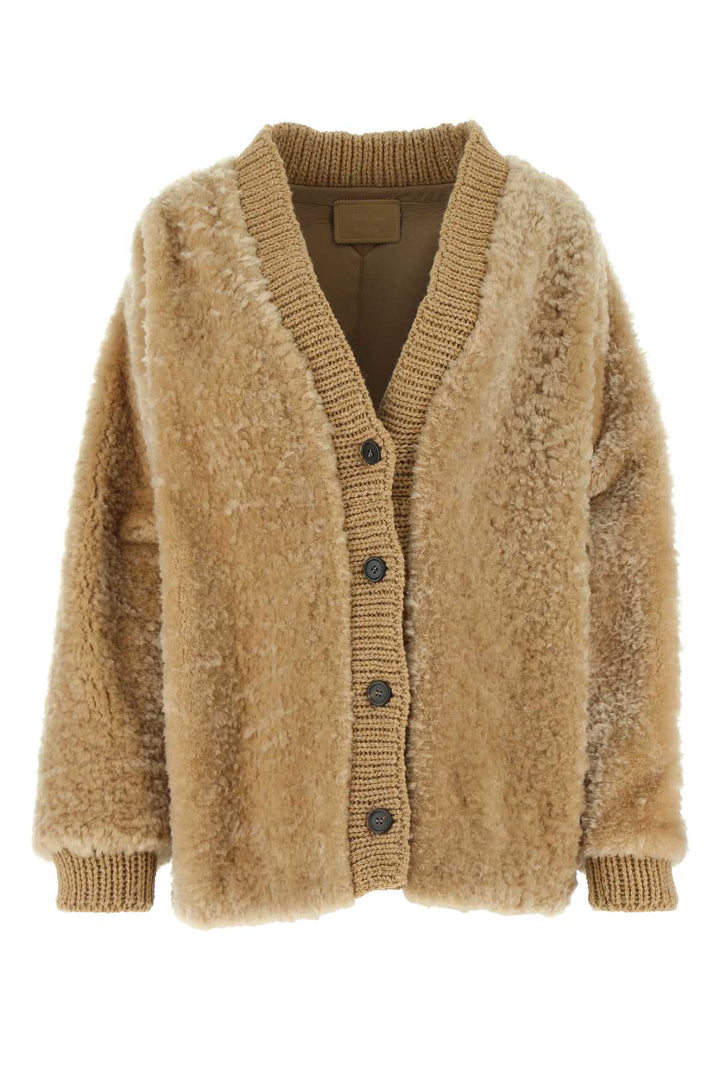 Prada Women Camel Wool Blend Cardigan