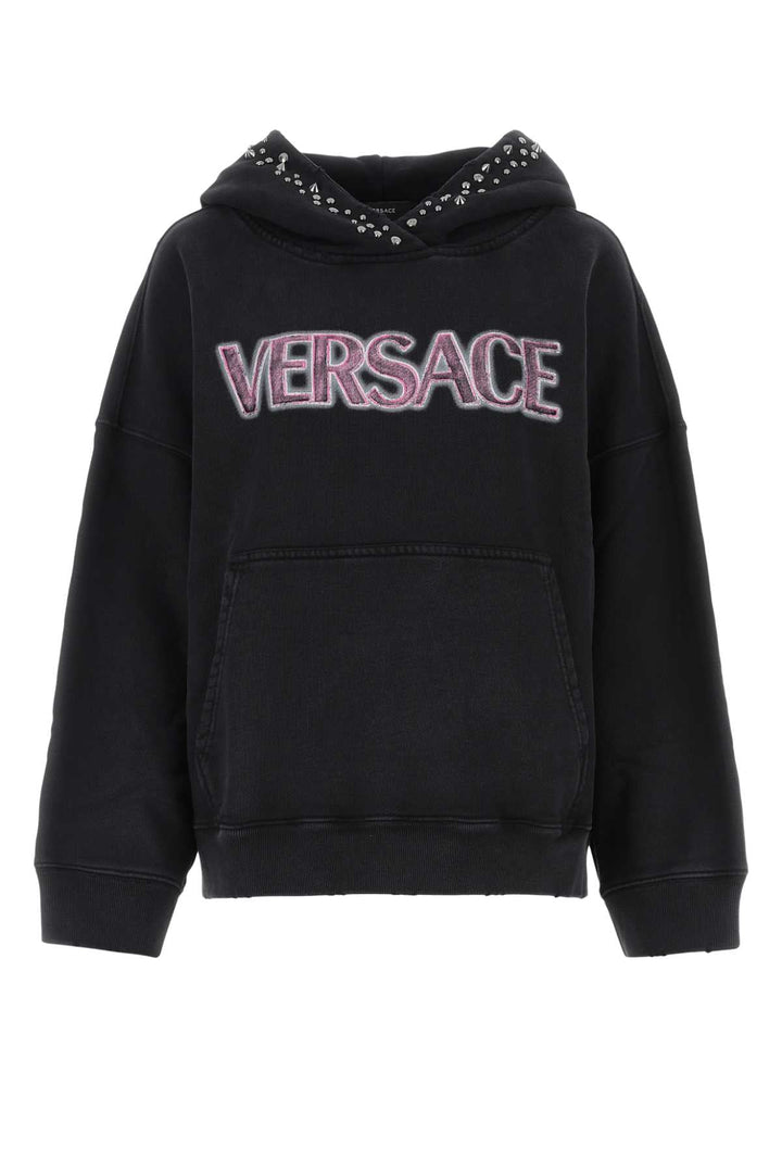 Versace Women Black Cotton Oversize Sweatshirt