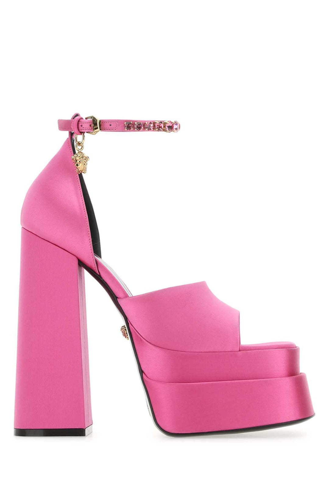 Versace Women Fuchsia Satin Medusa Aevitas Sandals