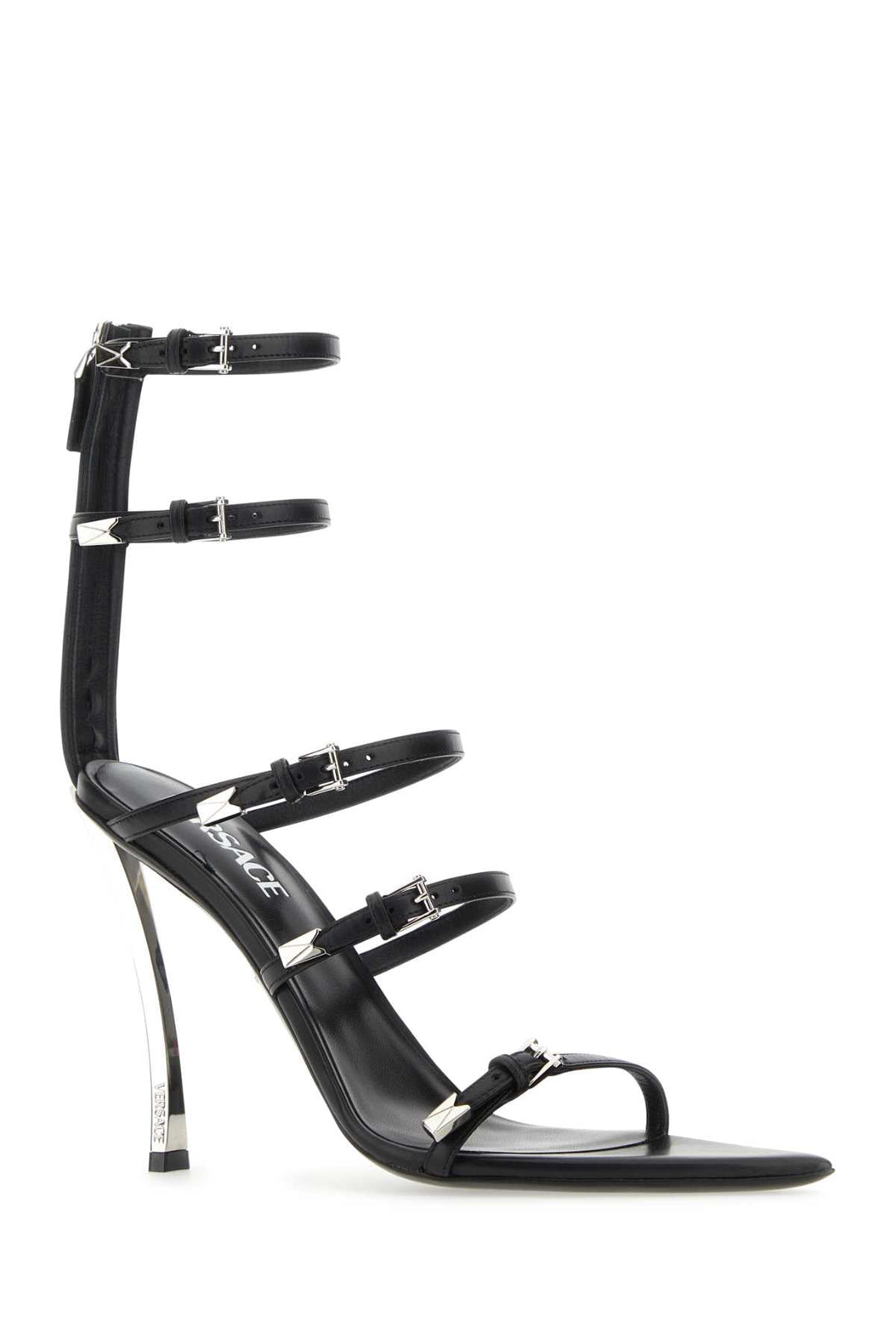 Versace Women Black Leather Sandals