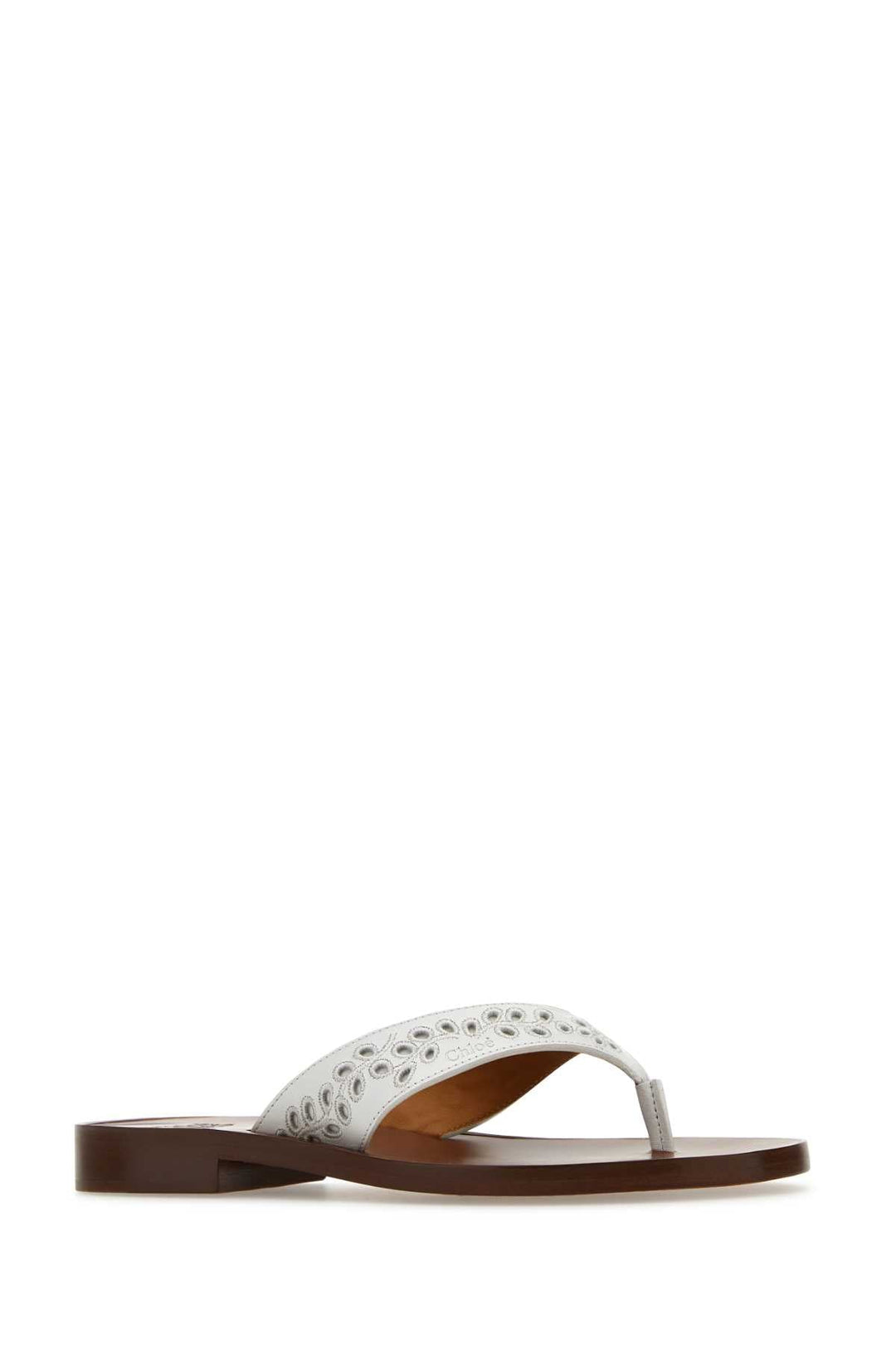 Chloe Women White Leather Paz Chloe X Eres Thong Slippers