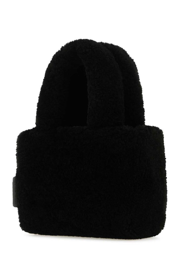 Amina Muaddi Women Black Shearling Amini Giuly Handbag