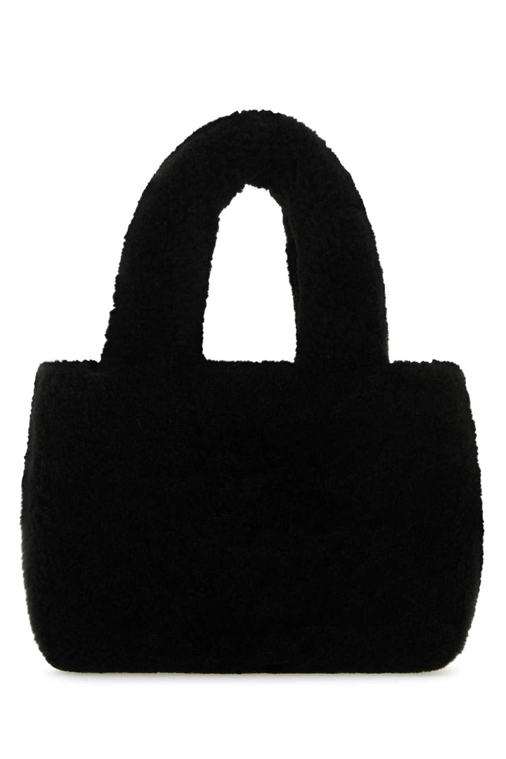 Amina Muaddi Women Black Shearling Amini Giuly Handbag