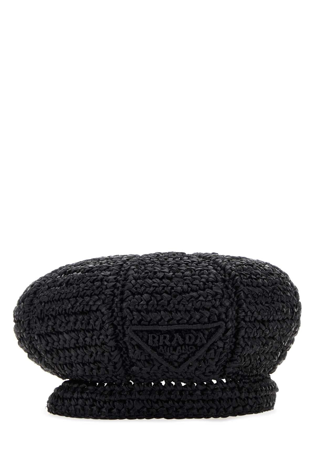 Prada Women Black Rafia Baker Boy Hat