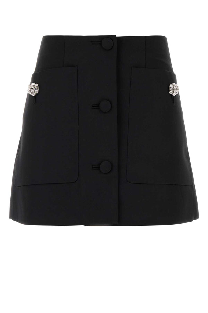 Prada Women Black Wool Mini Skirt