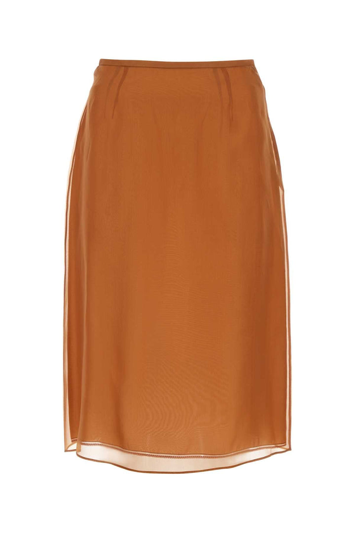 Prada Women Copper Organza See-Through Skirt