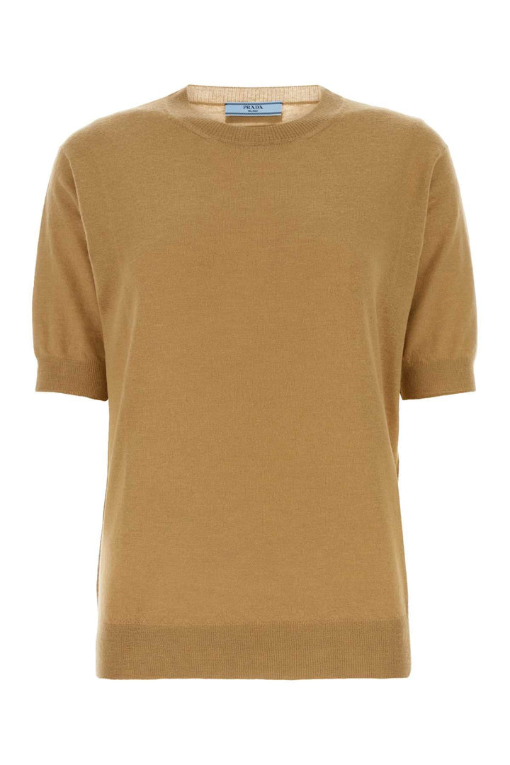 Prada Women Camel Cashmere Sweater