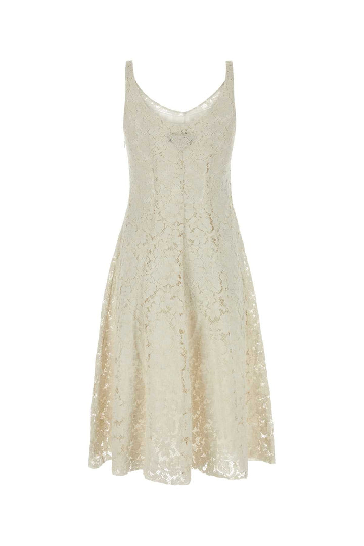 Prada Women Ivory Lace Dress