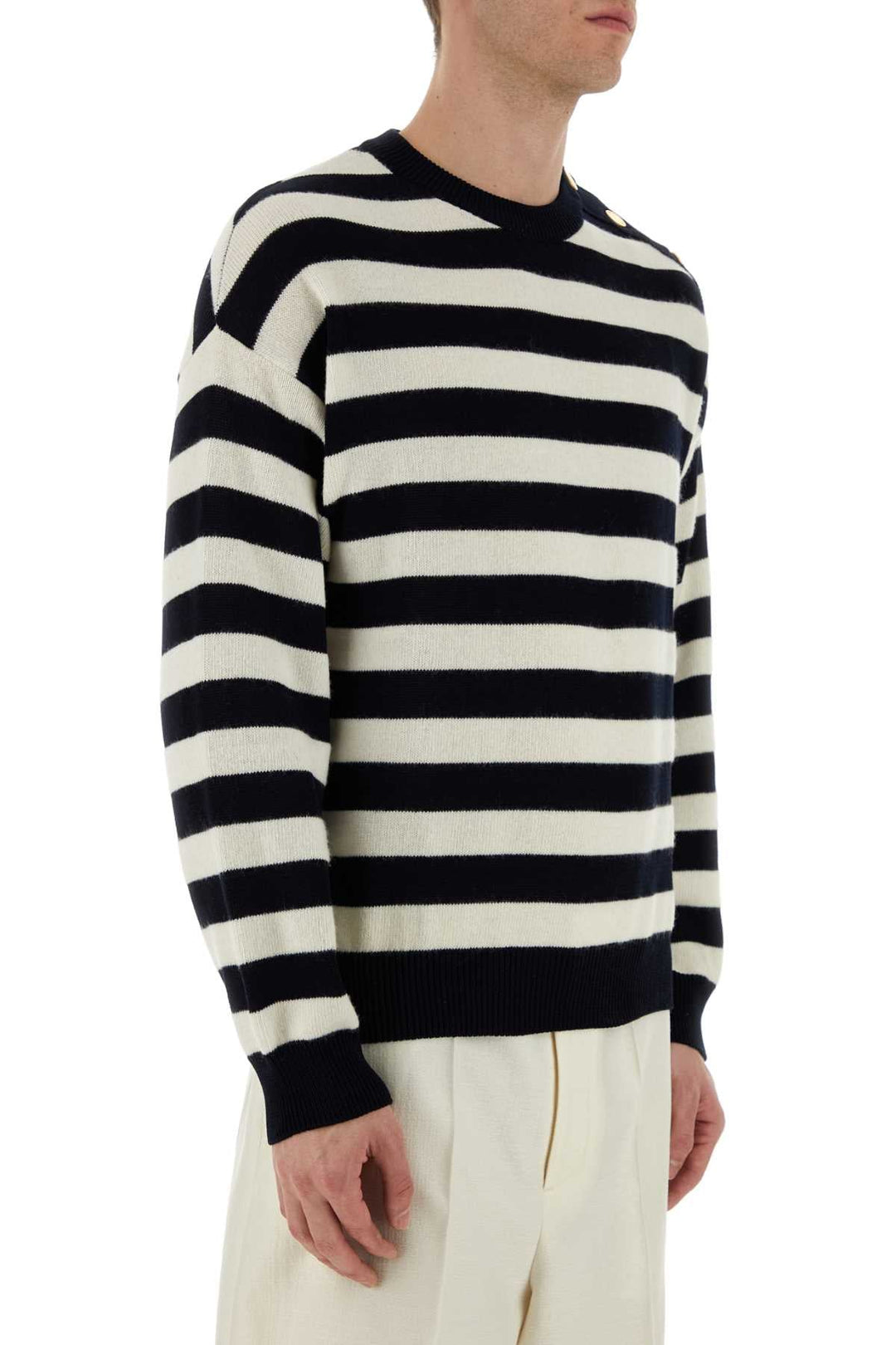Valentino Garavani Men Embroidered Cotton Blend Sweater
