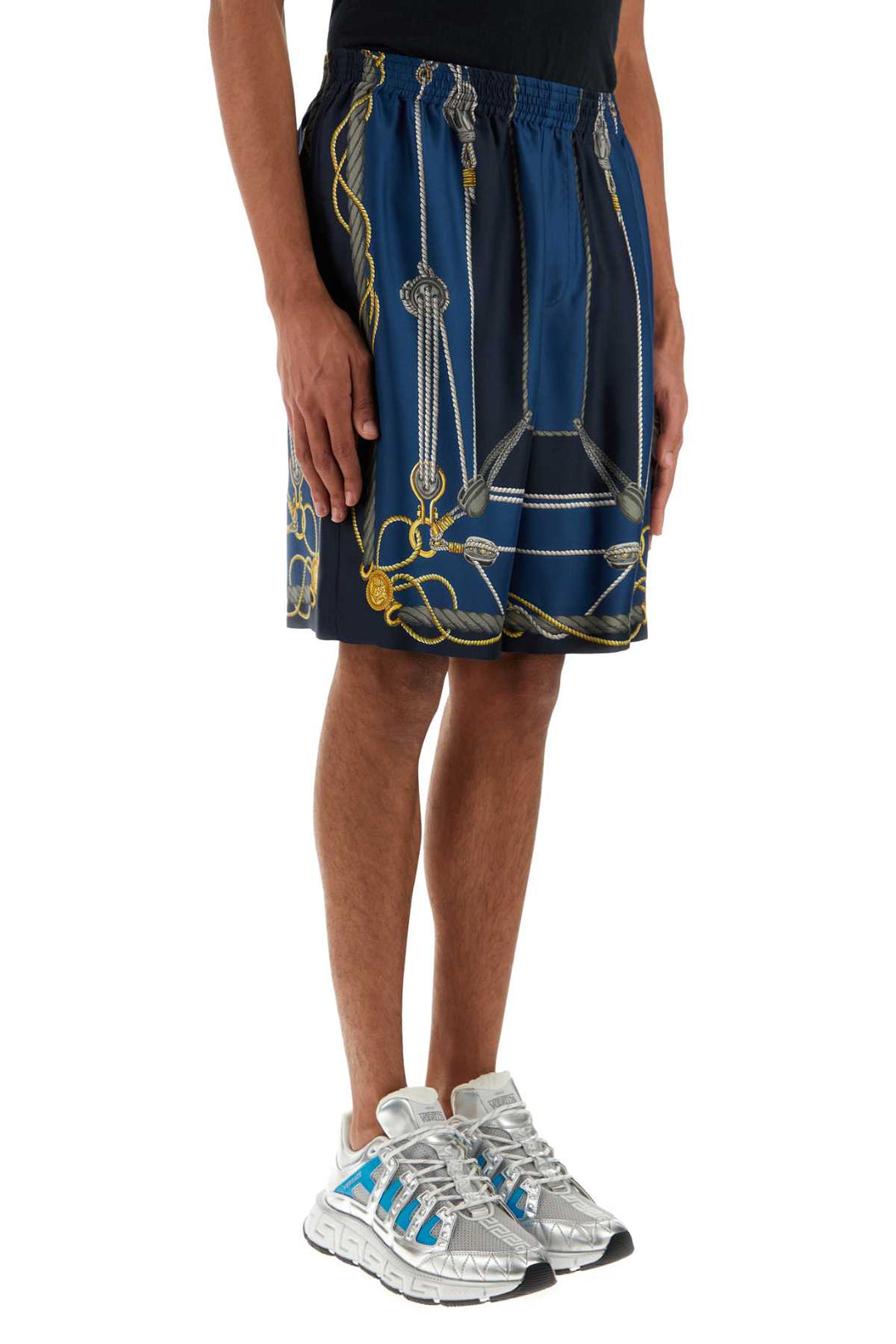 Versace Men Printed Silk Bermuda Shorts