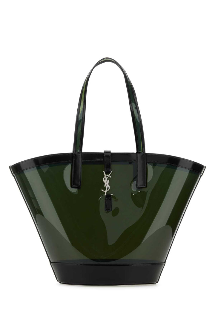 Saint Laurent Women Two-Tone Vinyl And Leather Panier Shopping Bag