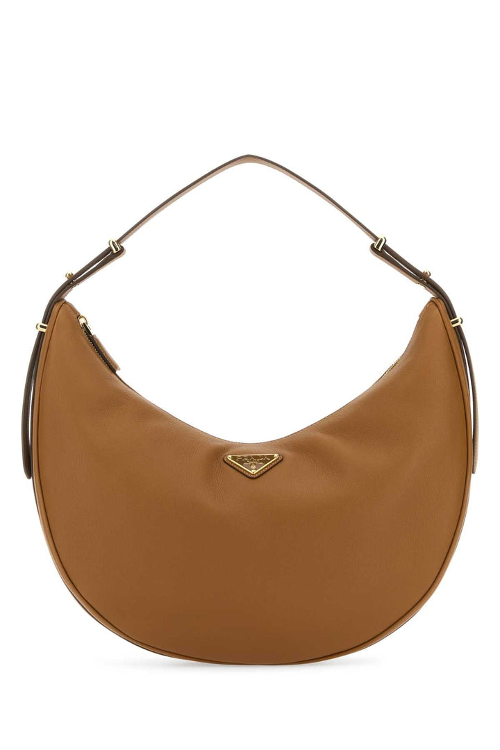 Prada Women Caramel Leather Big Arqu㨠Handbag