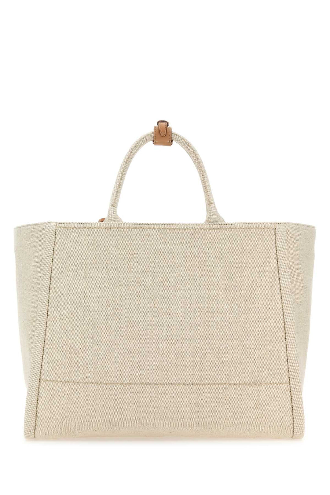 Prada Women Sand Canvas Shopping Bag