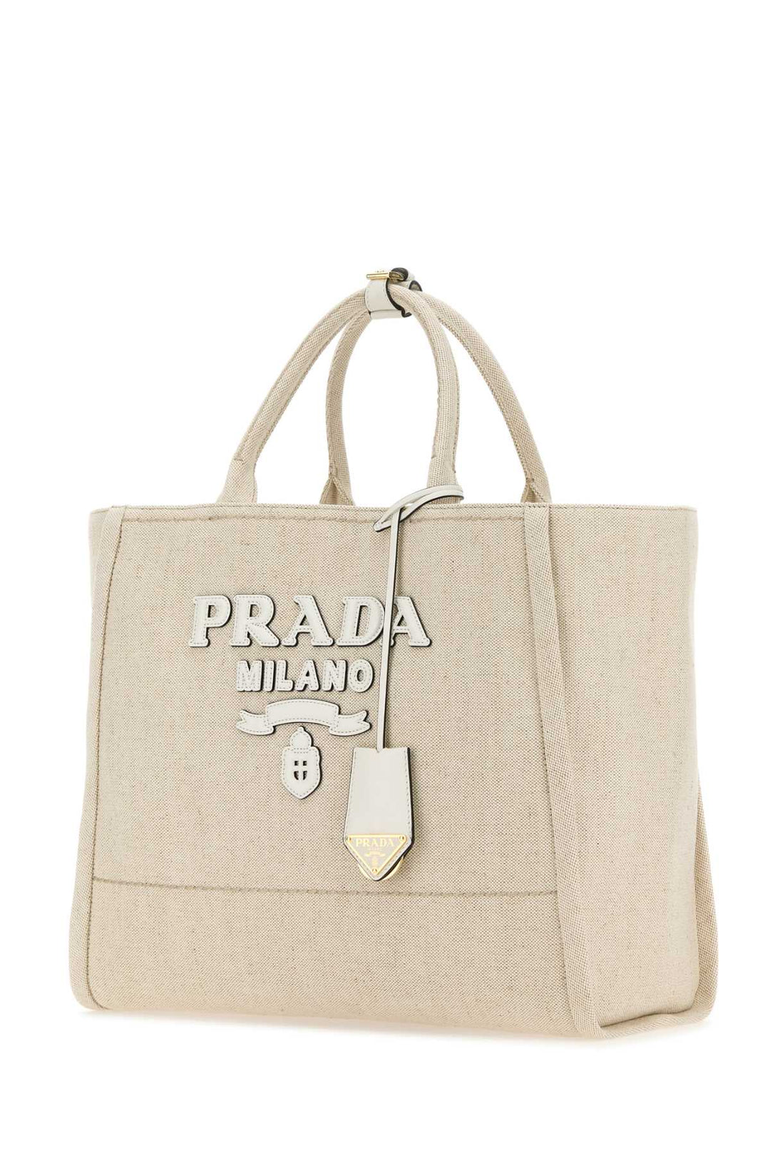 Prada Women Sand Canvas Shopping Bag