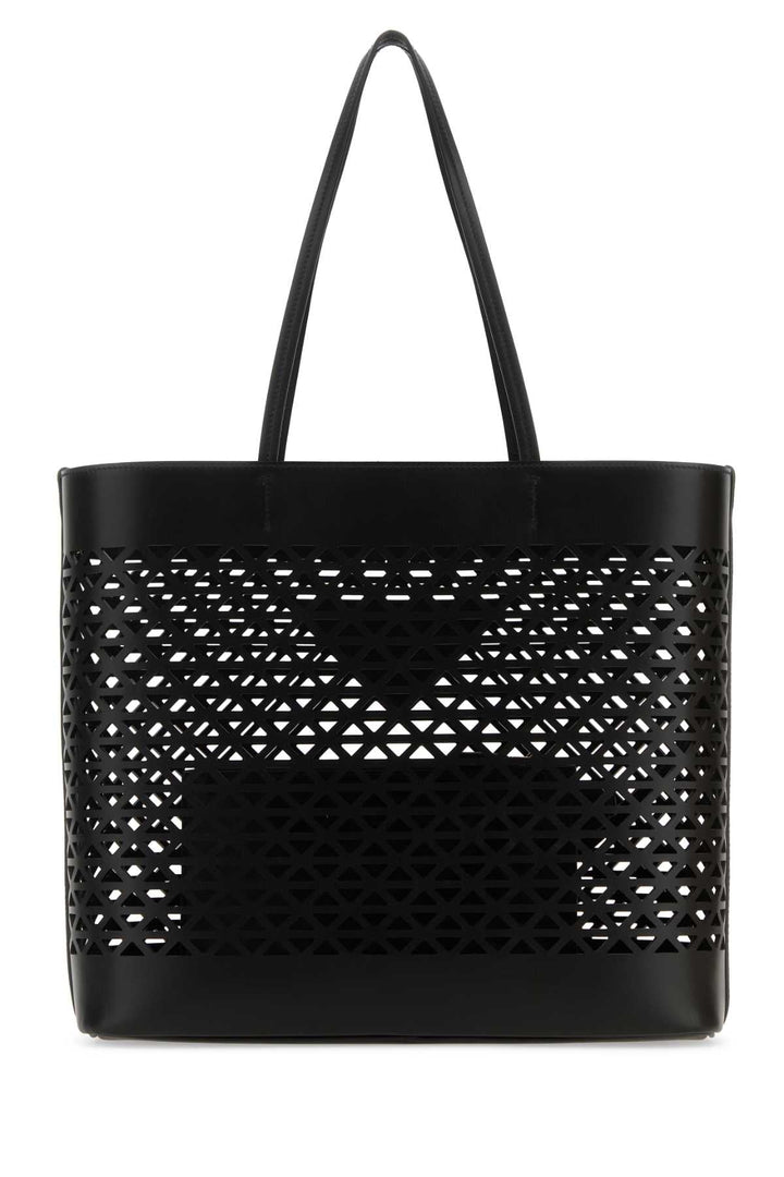 Prada Women Black Leather Shopping Bag