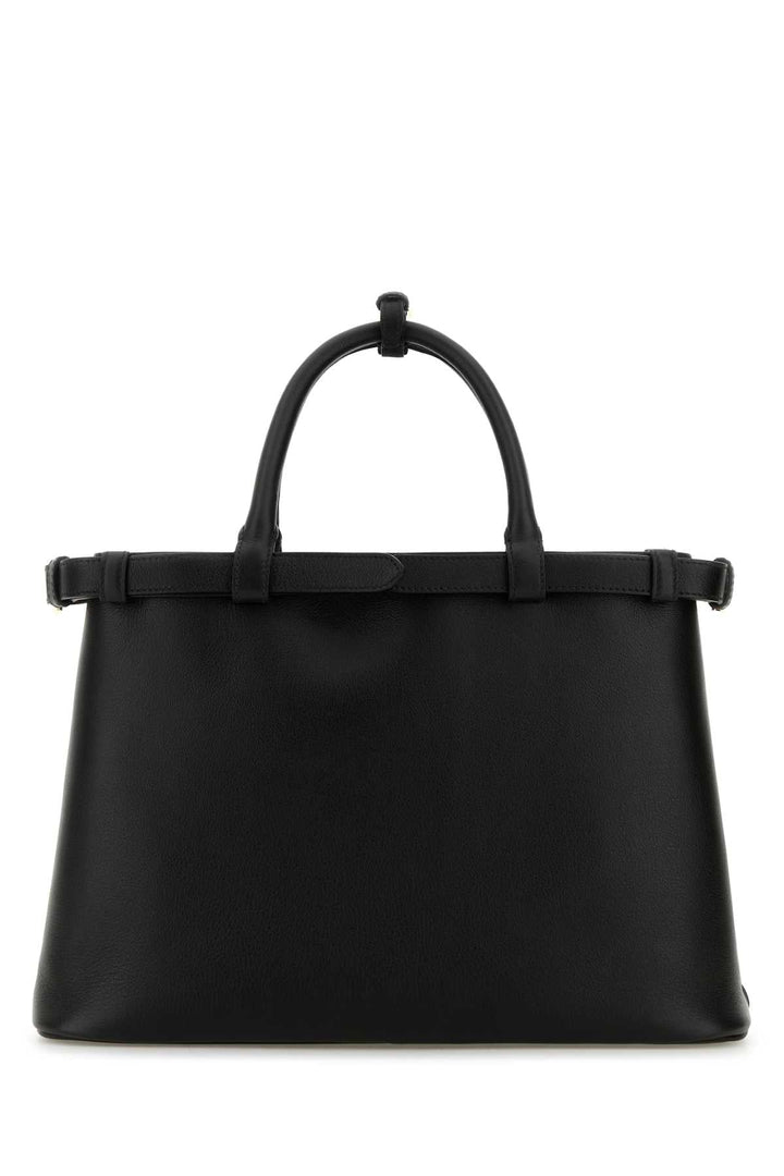 Prada Women Black Leather Medium Prada Buckle Handbag