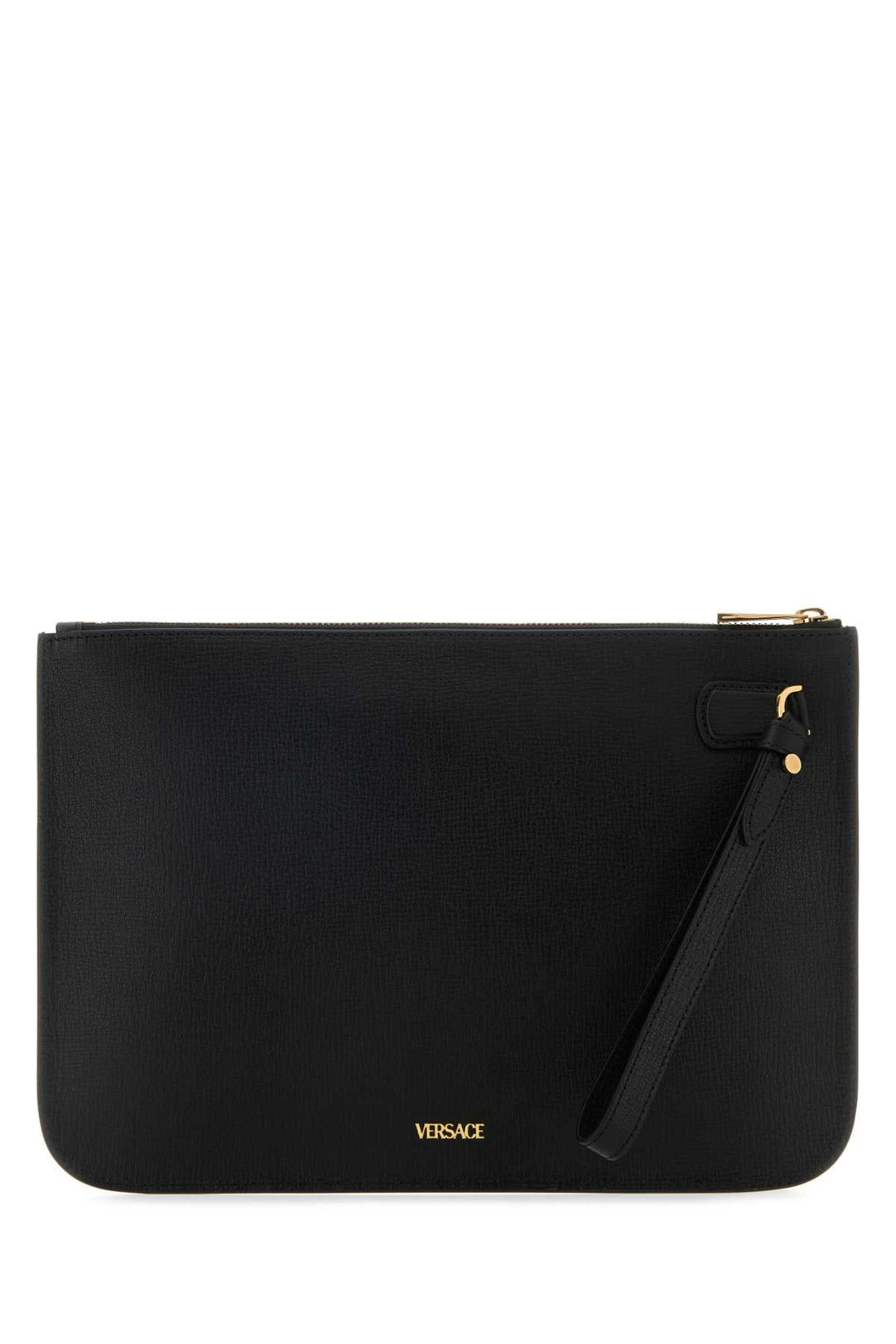 Versace Men Black Leather Large Medusa Biggie Clutch