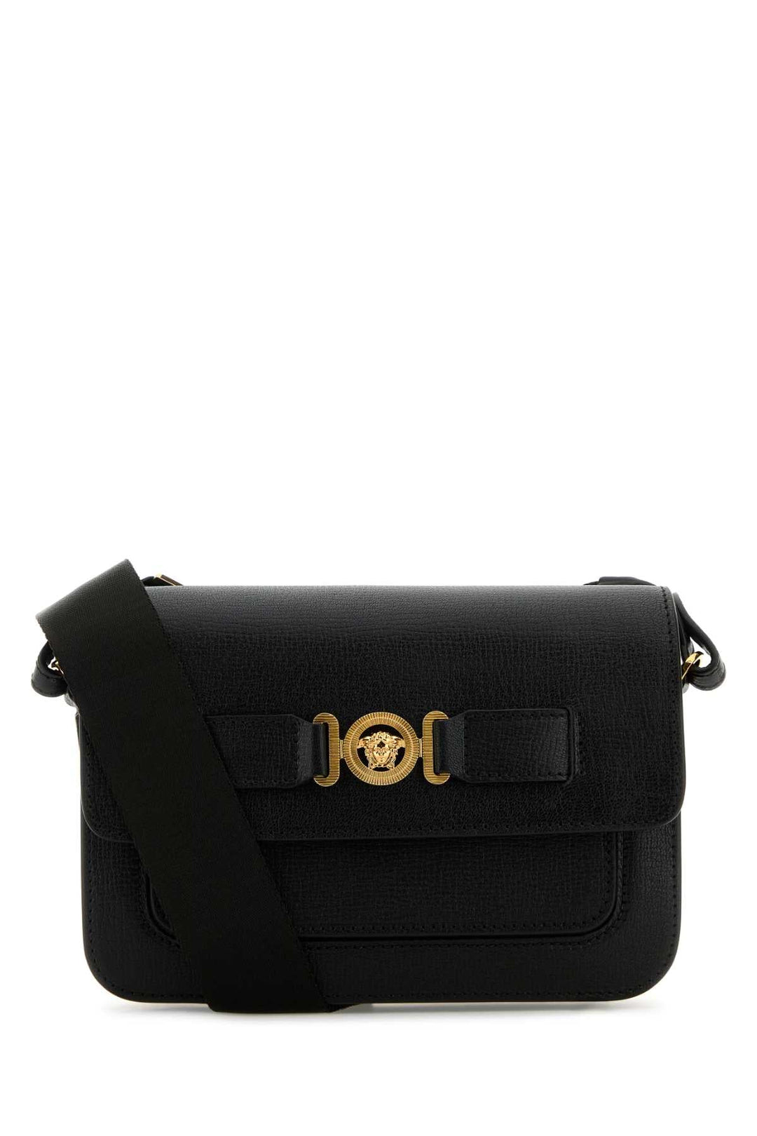Versace Men Black Leather Medusa Biggie Crossbody Bag