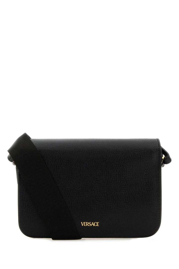 Versace Men Black Leather Medusa Biggie Crossbody Bag