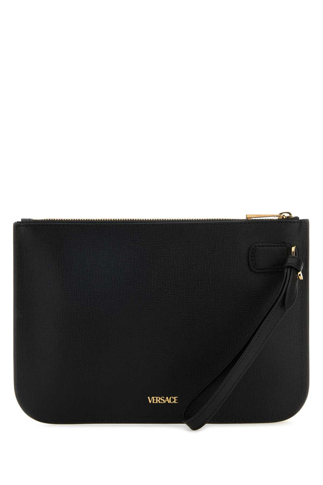 Versace Men Black Leather Medusa Biggie Clutch