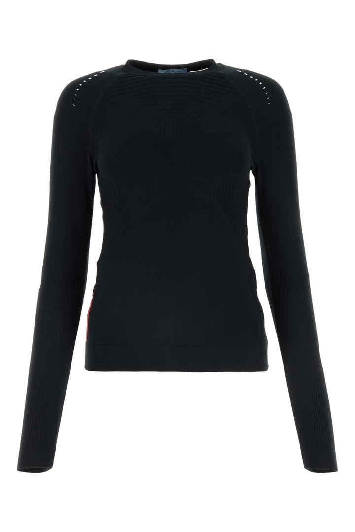 Prada Women Black Tech Fabric T-Shirt