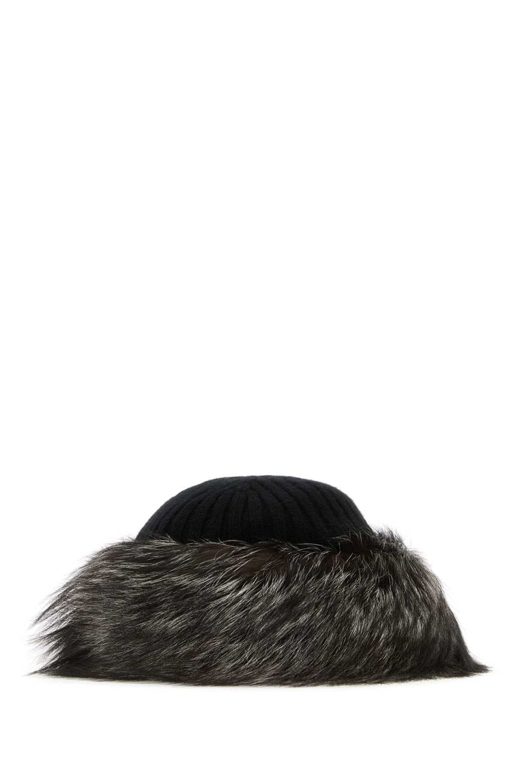 Prada Women Black Wool Blend Beanie Hat