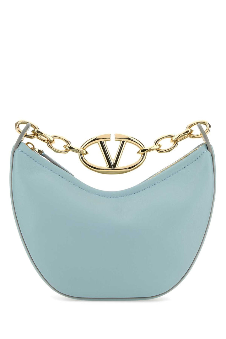 Valentino Garavani Women Light Blue Leather Mini Hobo Vlogo Moon Handbag