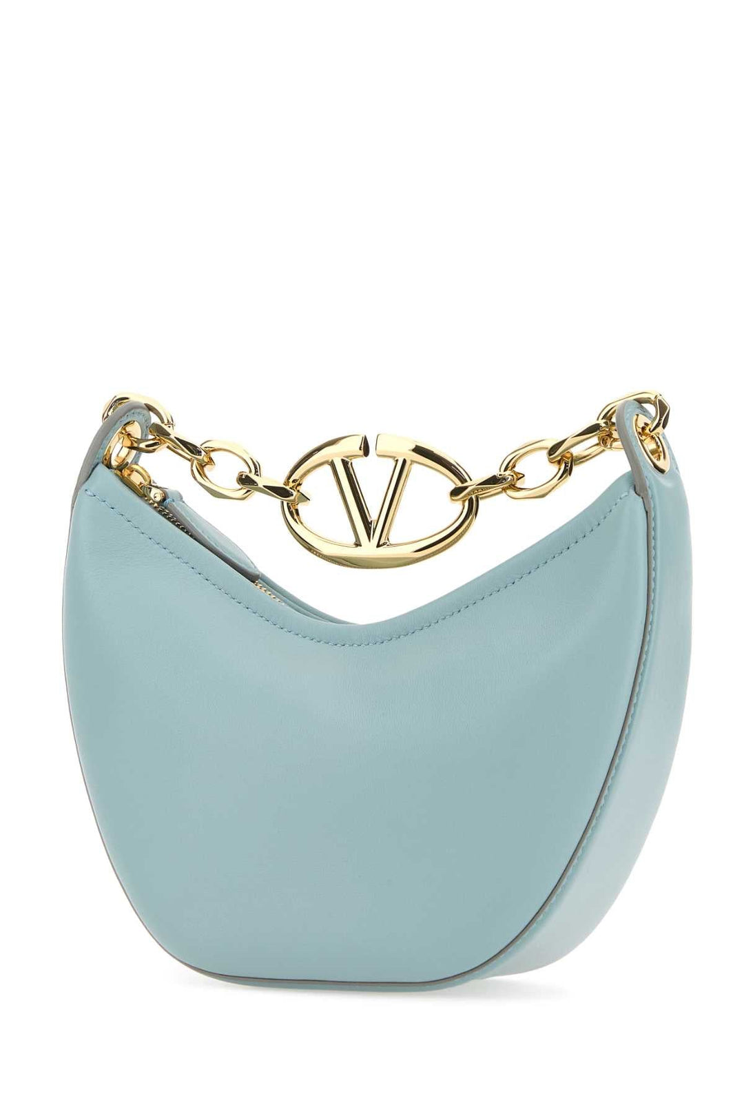 Valentino Garavani Women Light Blue Leather Mini Hobo Vlogo Moon Handbag