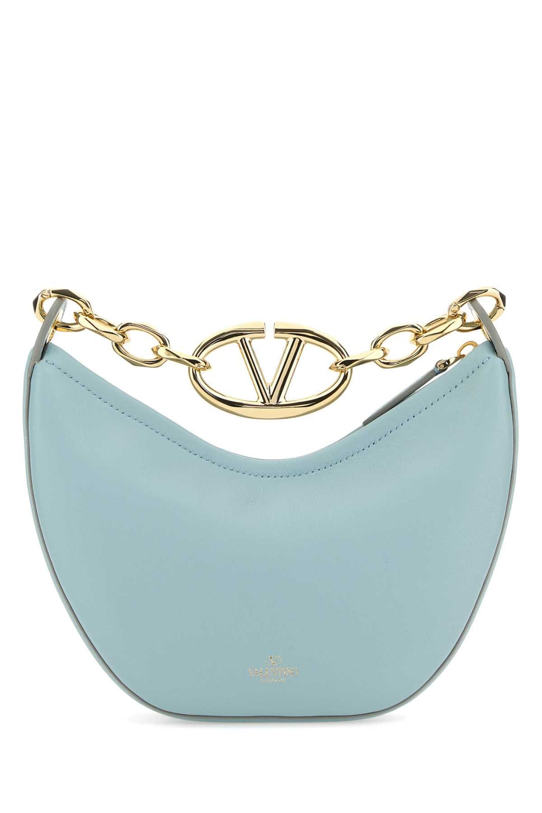 Valentino Garavani Women Light Blue Leather Mini Hobo Vlogo Moon Handbag